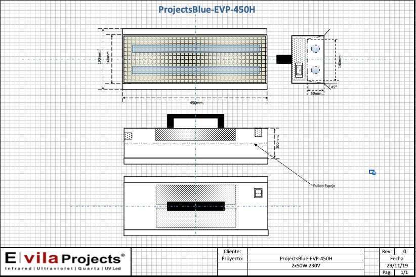 Equipos Ultravioleta a medida y standard - ProjectsBlue- EVP-450H Instrucciones